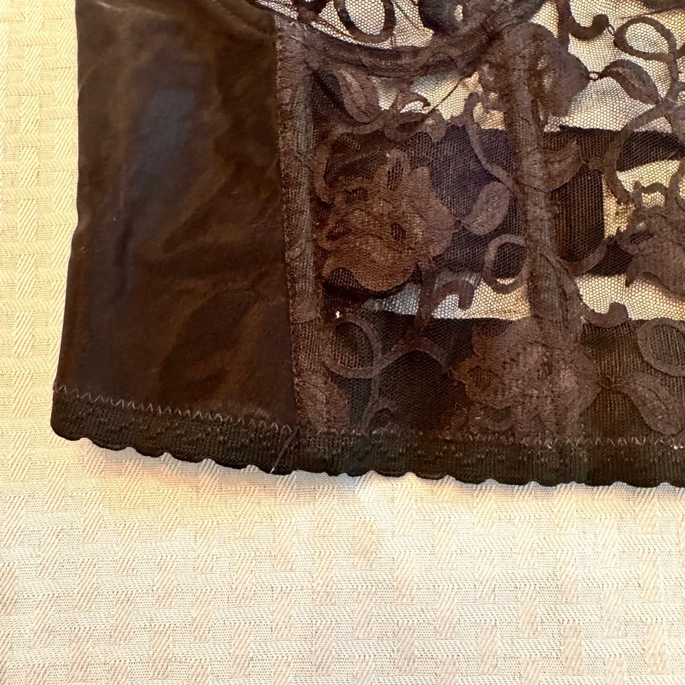 Vintage Valmont Black Lace Bustier Corset‎ ILGWU Union Made USA 38C